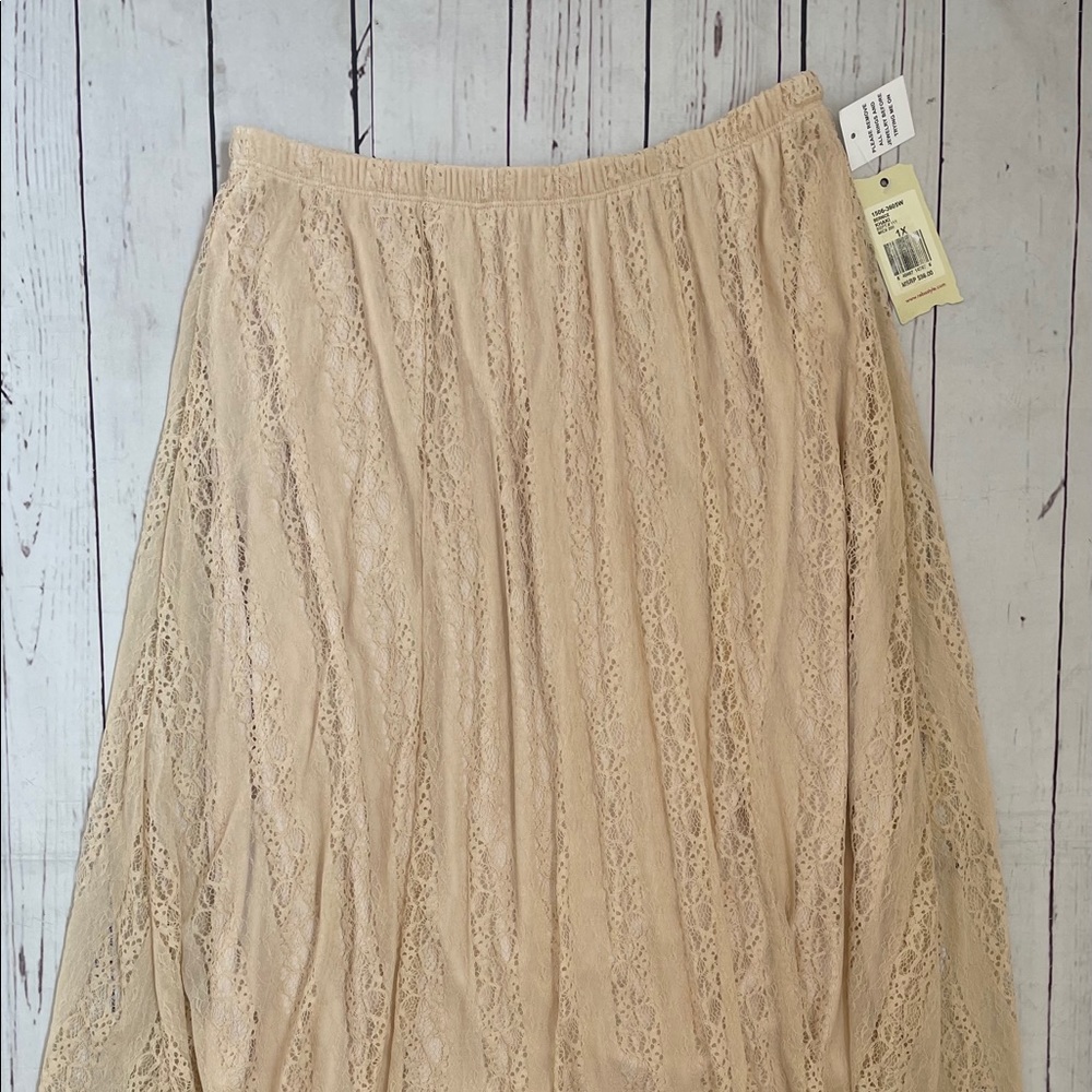 Women’s skirt NWT lace beige long 1x Reba